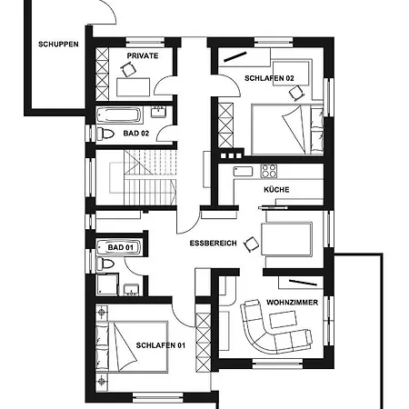 Ubytování v soukromí Ferienhaus Ossanna Smaragd